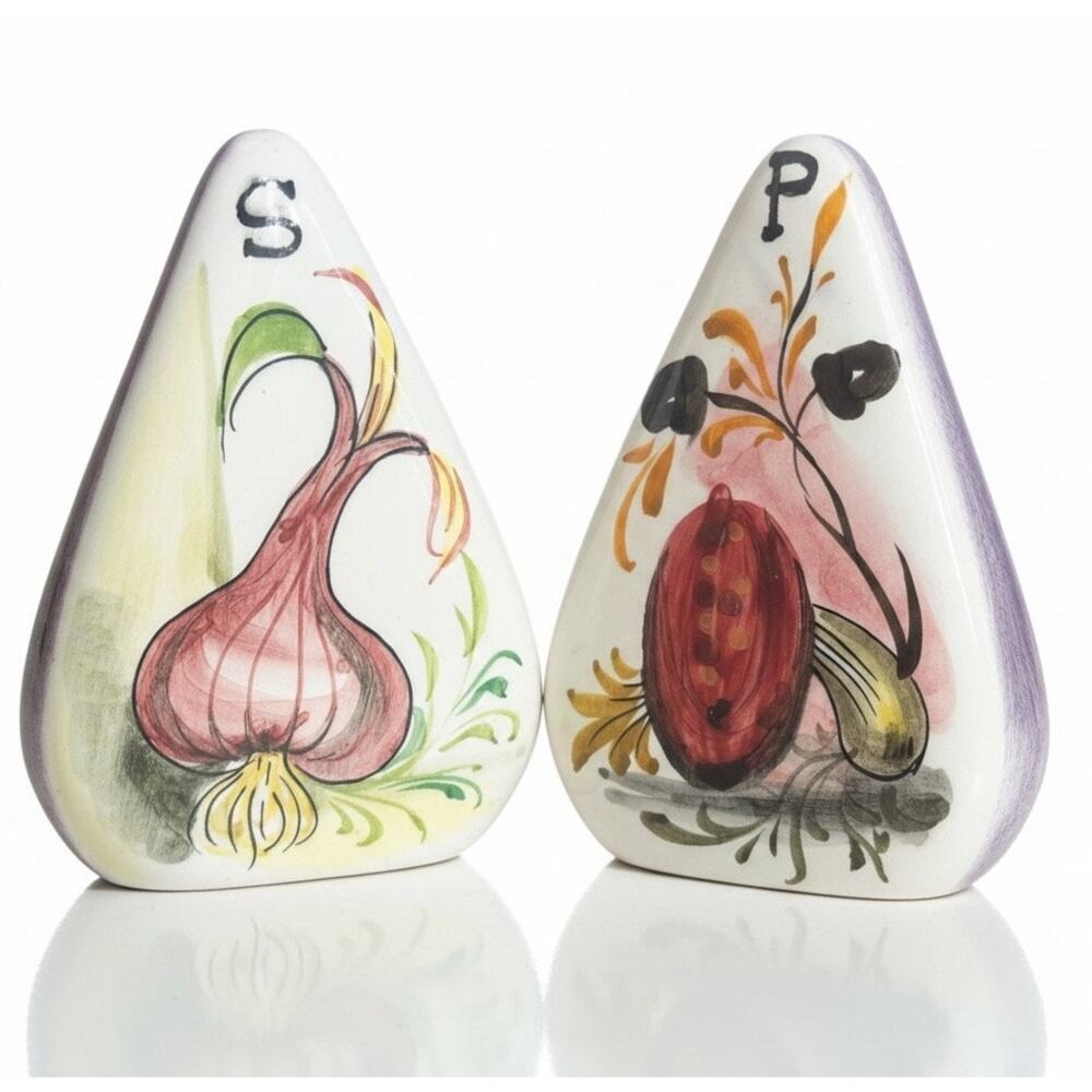 Vintage 50’s Italian Salt and Pepper Shakers Triangle Shaped 3.5"T x 2.5"W x 1"D